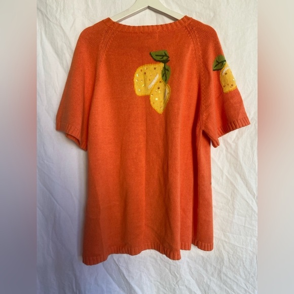 Quacker Factory Vintage Lemons Sequins Embroidered Sweater Size XL - Picture 6 of 15